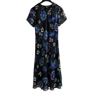 Vintage American Angel Dress Womens XL Dark Floral Chiffon Layered Max Fairy Y2K